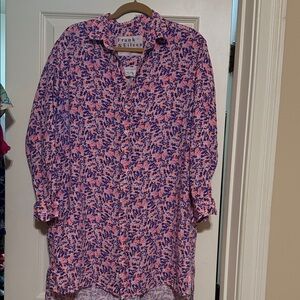 Frank & Eileen Pink and Blue Patterned Shirt